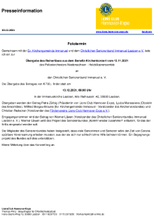 Thumbnail for Spende für ein Begegnungsprojekt des Christlichen Seniorenbundes Immanuel, Lasstzen