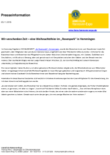 Thumbnail for Gespräche, Musik und Gesang bei Kaffee und Kuchen - Weihnachtsfeier im Rosenpark